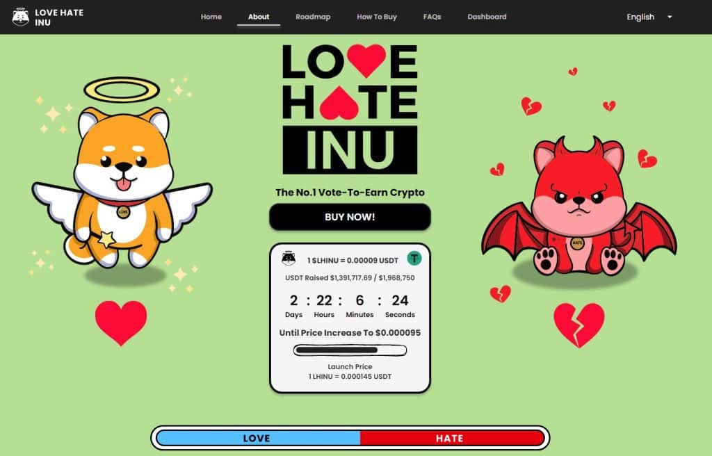 Love Hate Inu – أفضل عملة ميم كوين للاستثمار فيها في الوقت الحالي!