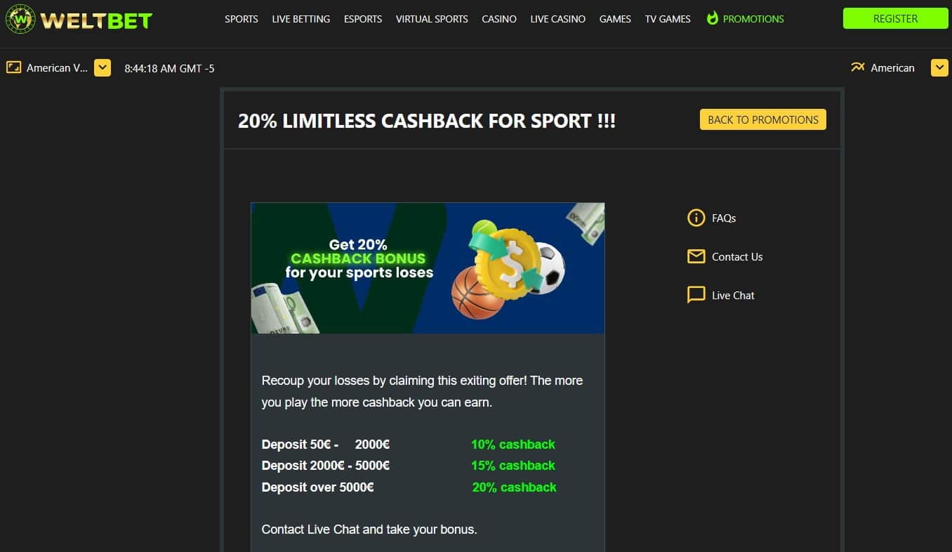 weltbet sports cashback