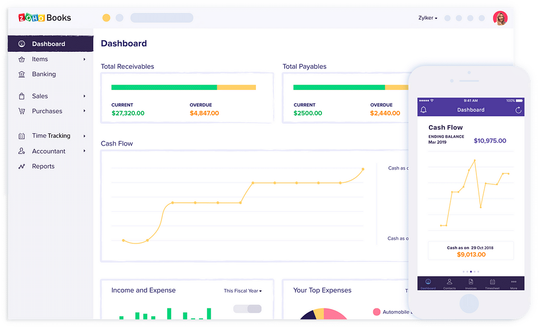 برنامج Zoho Books- برنامج محاسبة مجاني يدعم نظام التشغيل ماك