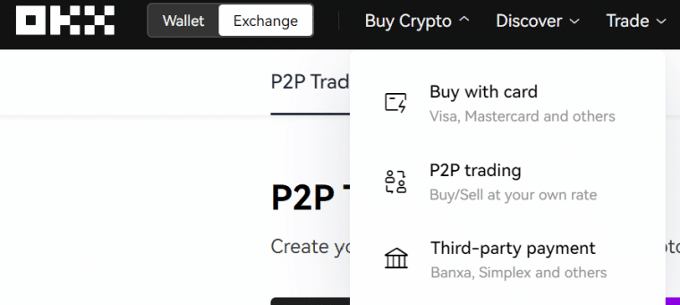 لوحة المعلومات الرئيسية لمنصة OKX