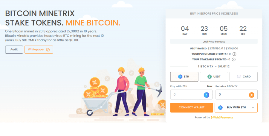 صورة من موقع مشروع Bitcoin Minetrix