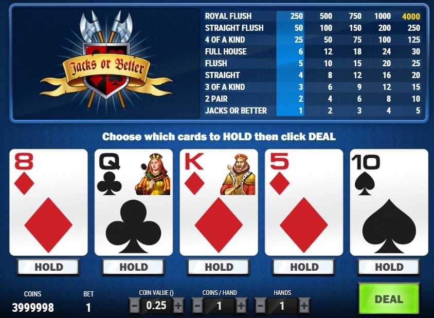 video poker jacks or better