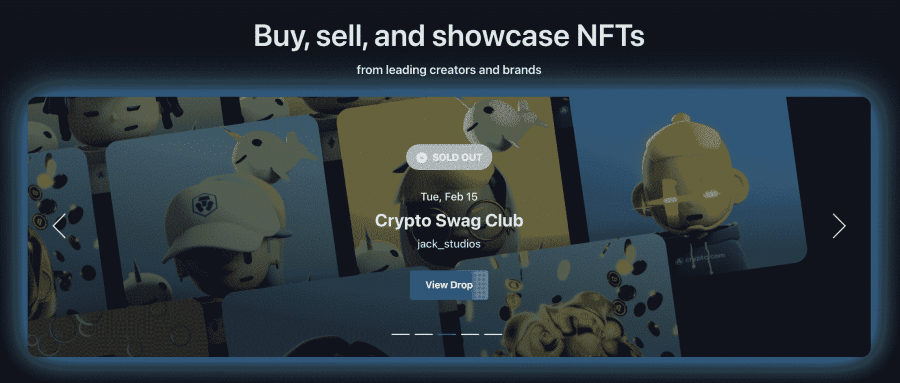 صورةٌ لبعض عناصر NFTs بمتجر Crypto.com