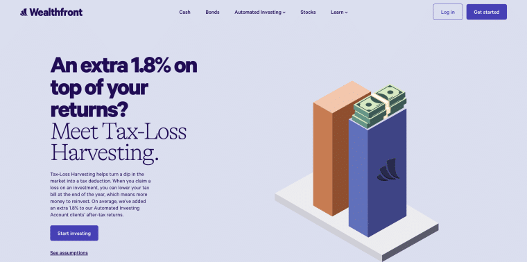 الصفحة الترحيبيّة لـ Wealthfront