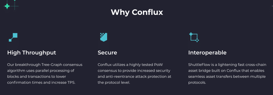 إعلانٌ ترويجيٌّ لمنصة Conflux يوضح ميزاتها الرئيسية