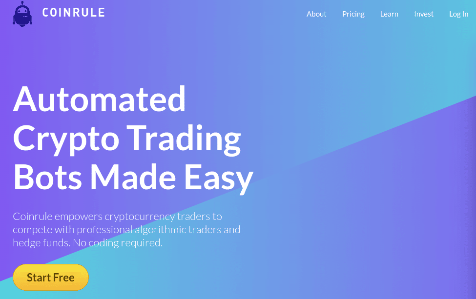 واجهة المستخدم لمنصة CoinRule