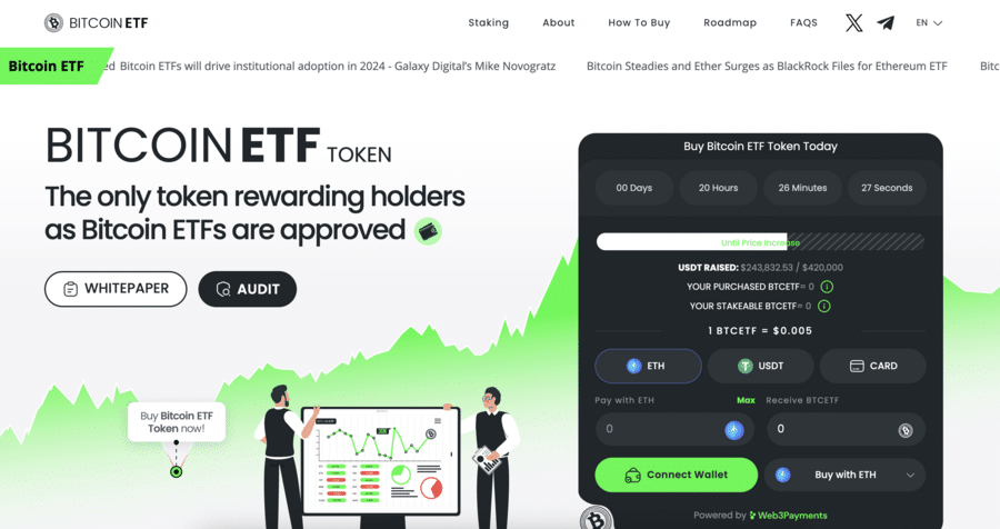 واجهة البيع المسبق لمشروع Bitcoin ETF توضّح ارتباط عملته بتطوّرات إطلاق Bitcoin ETFs