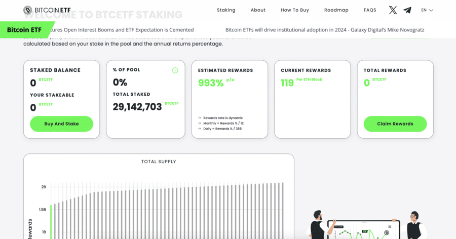 واجهة الرهن الخاصة بمشروع Bitcoin ETF ونسب عوائد الرهن الحالية والمتوقّعة