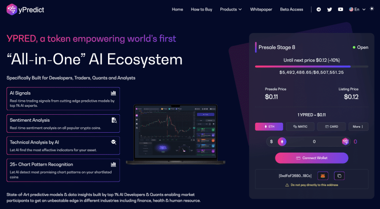 واجهة البيع المسبق لعملة مشروع yPredict ومزايا بوابة منصّته الشاملة