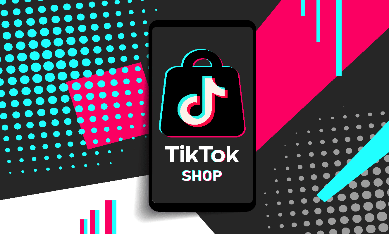 هاتف عليه شعار متجر تيك توك (TikTok Shop)