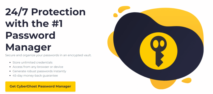 صورةٌ ترويجيةٌ لأداة إدارة كلمات المرور لدى CyberGhost VPN