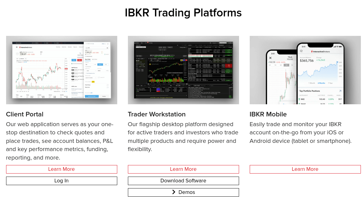 شرح مبسّط لثلاثة من أقسام منصات Interactive Brokers: تطبيق الويب وتطبيق الهاتف المحمول ومنصة سطح المكتب