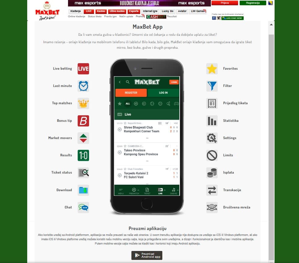 mobilna maxbet aplikacija