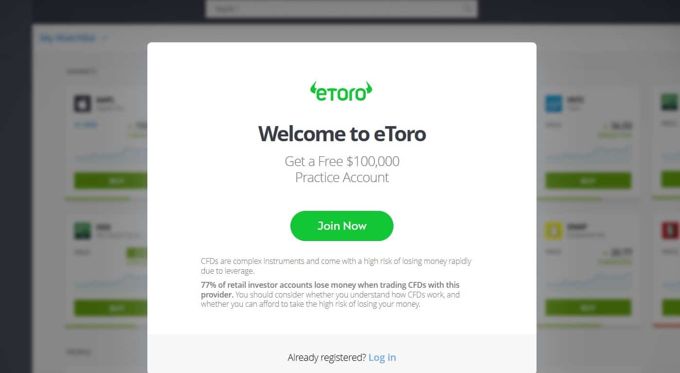 kreirajte etoro nalog