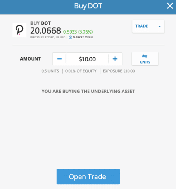 Finalize sua compra na eToro