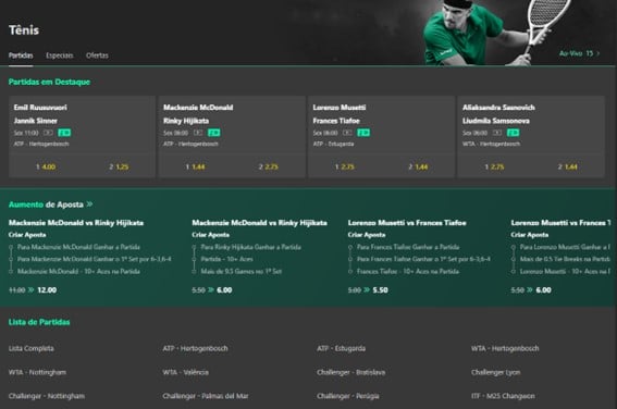 Apostas tênis bet365