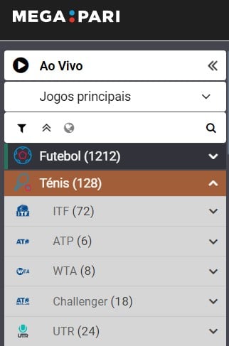 Lista de apostas tênis Megapari