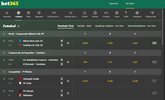 apostas ao vivo na bet365