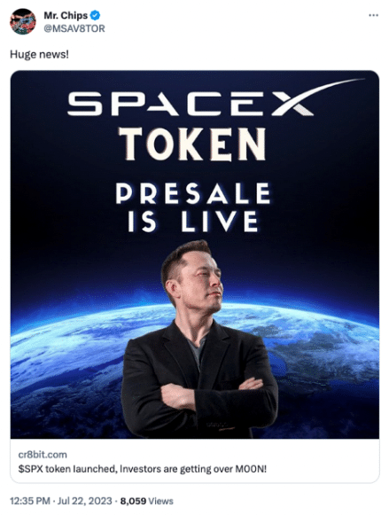 Token falso do SpaceX