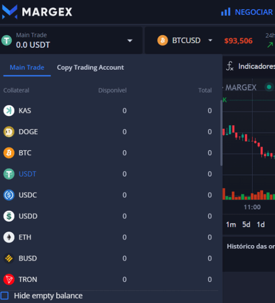 criptos disponíveis na margex