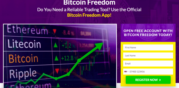 Registrační formulář do bitcoin freedom.