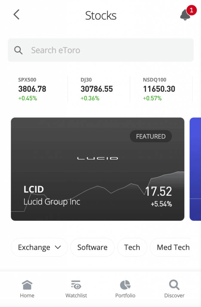 Mobilní aplikace etoro