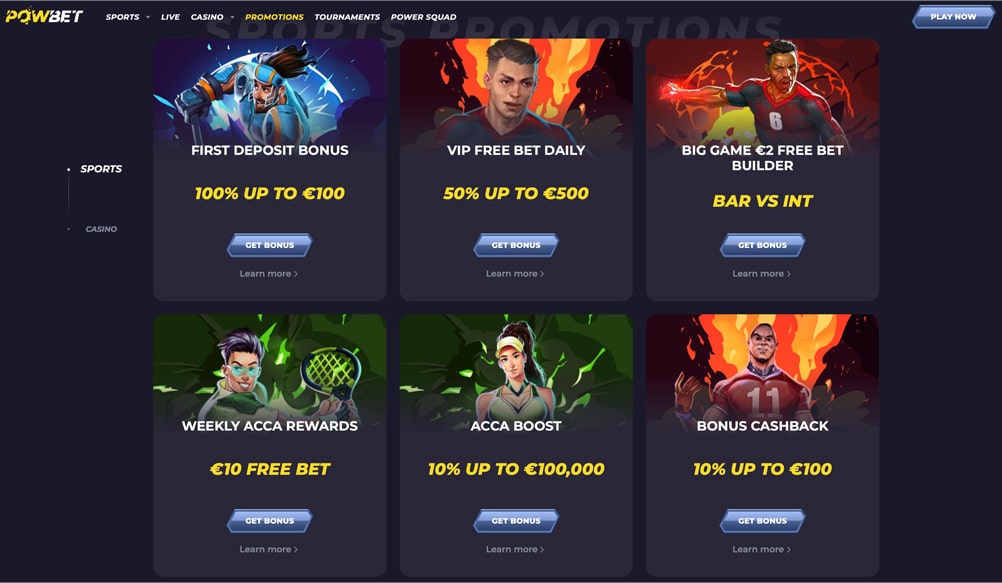 Promo nabídky na Powbet