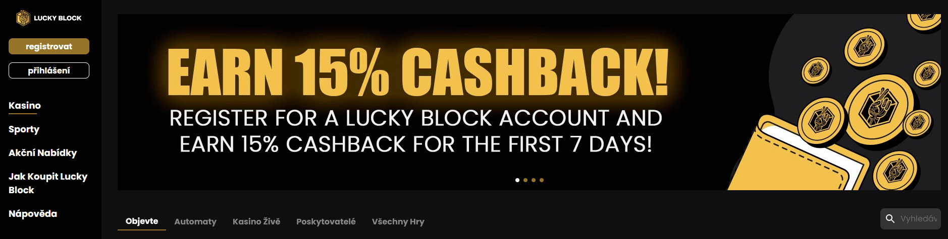 live casino lucky block a jeho cashback