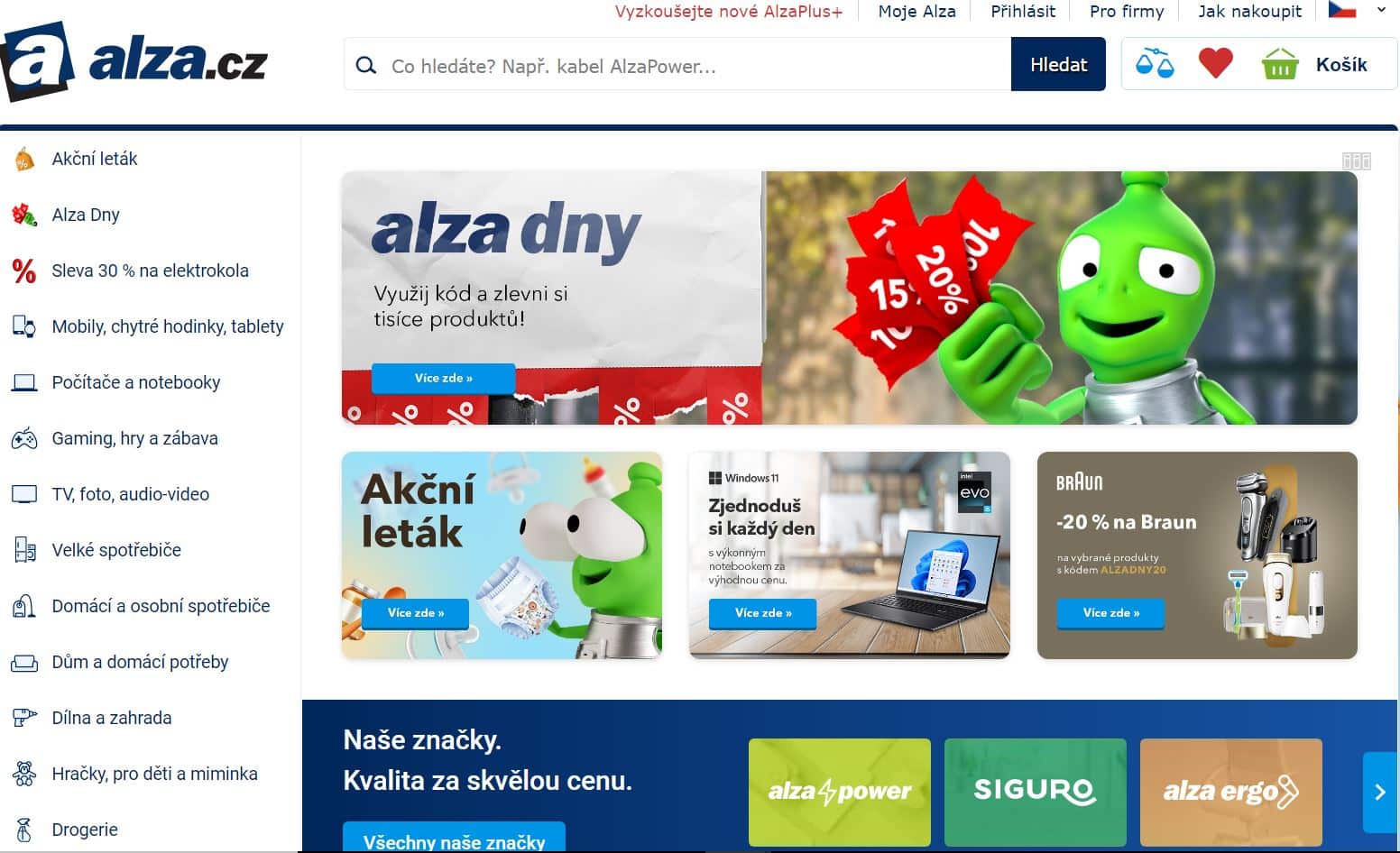 Alza homepage