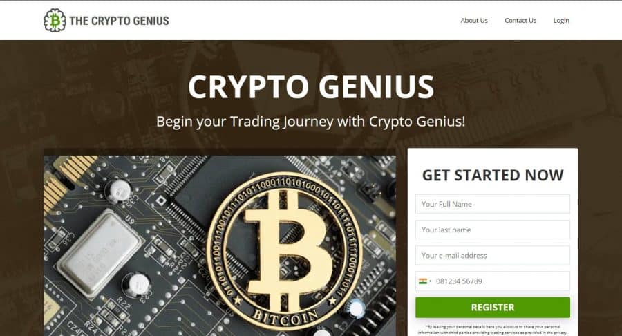 Registrační formulář do platformy Crypto Genius