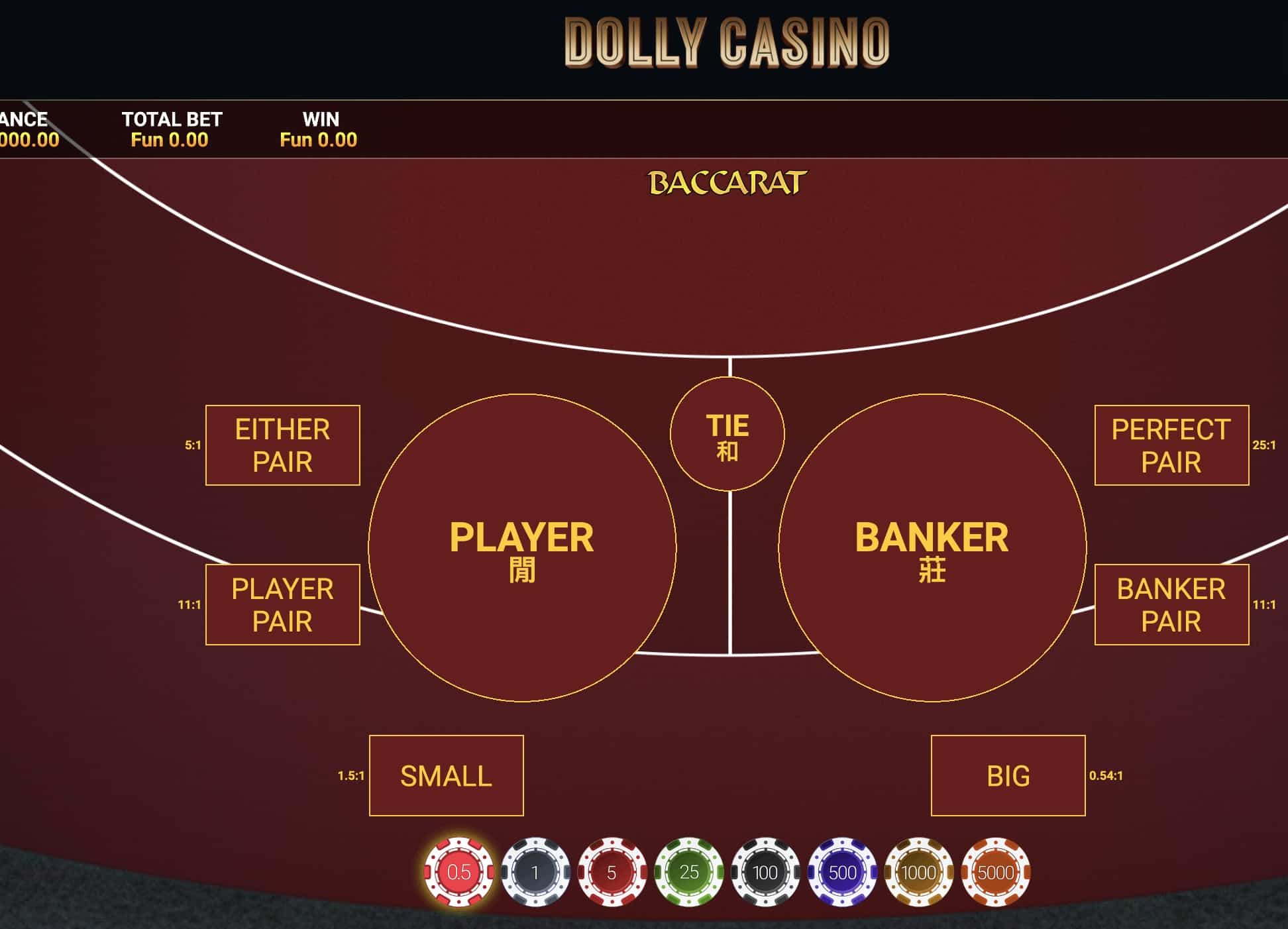 Baccarat online na Dolly casino