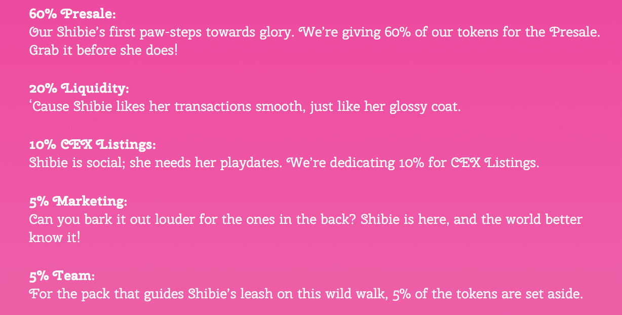 Shibie coin tokenomika