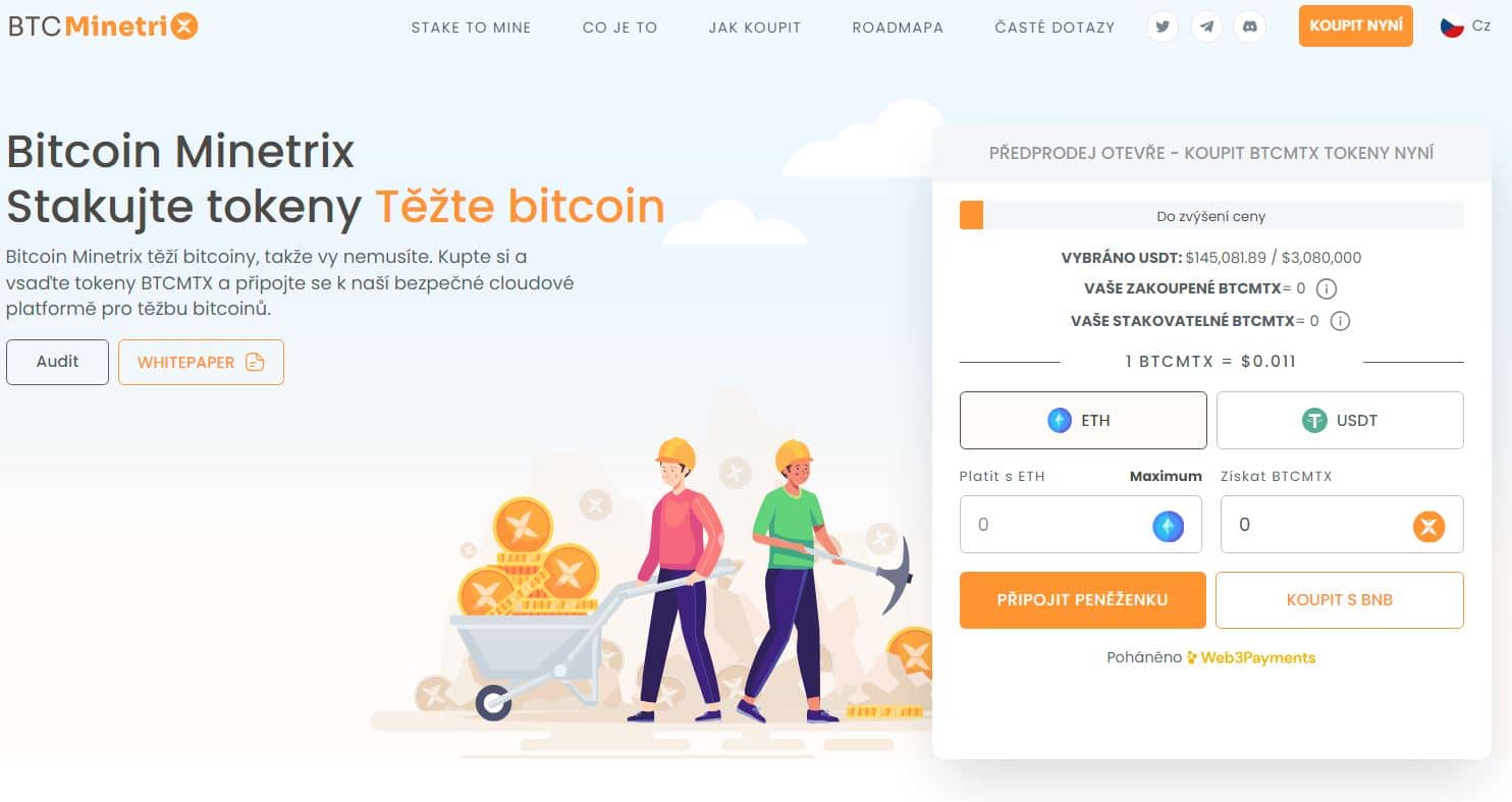 Bitcoin Minetrix homepage