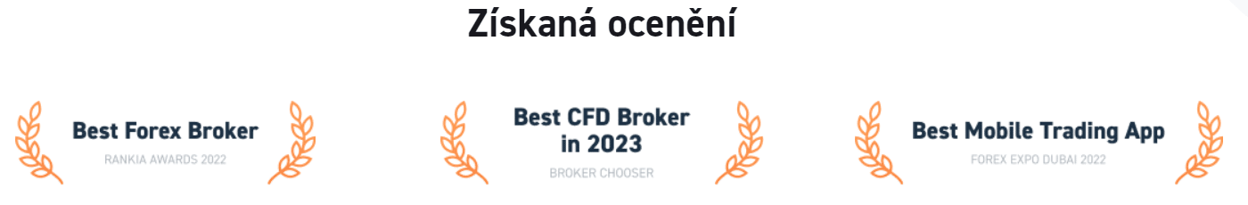 Získaná ocenění brokerem XTB