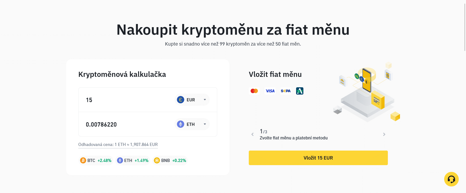 nákup kryptoměn na Binance