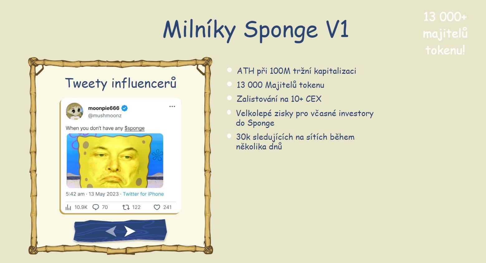 Sponge V1 milníky