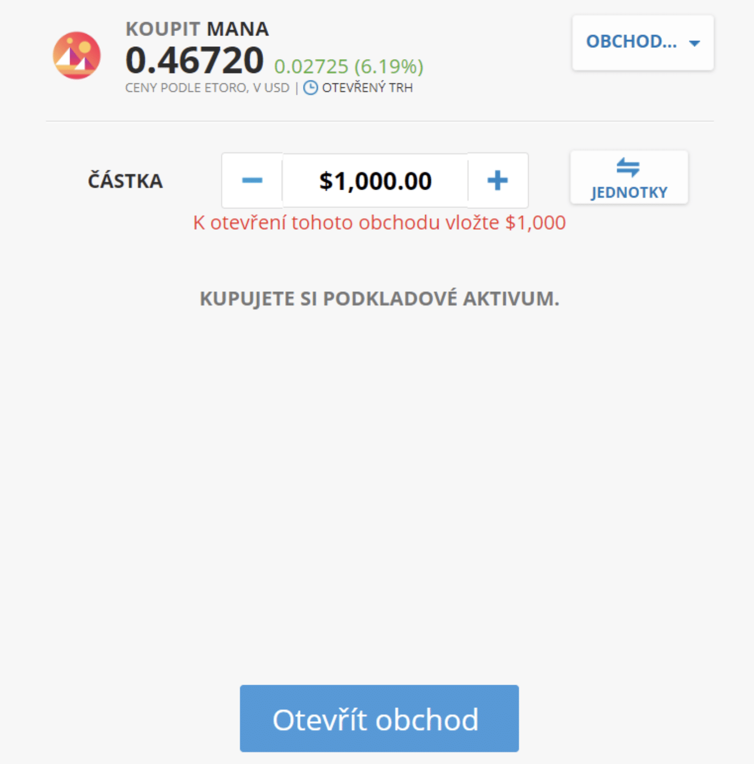 otevření pozice na eToro