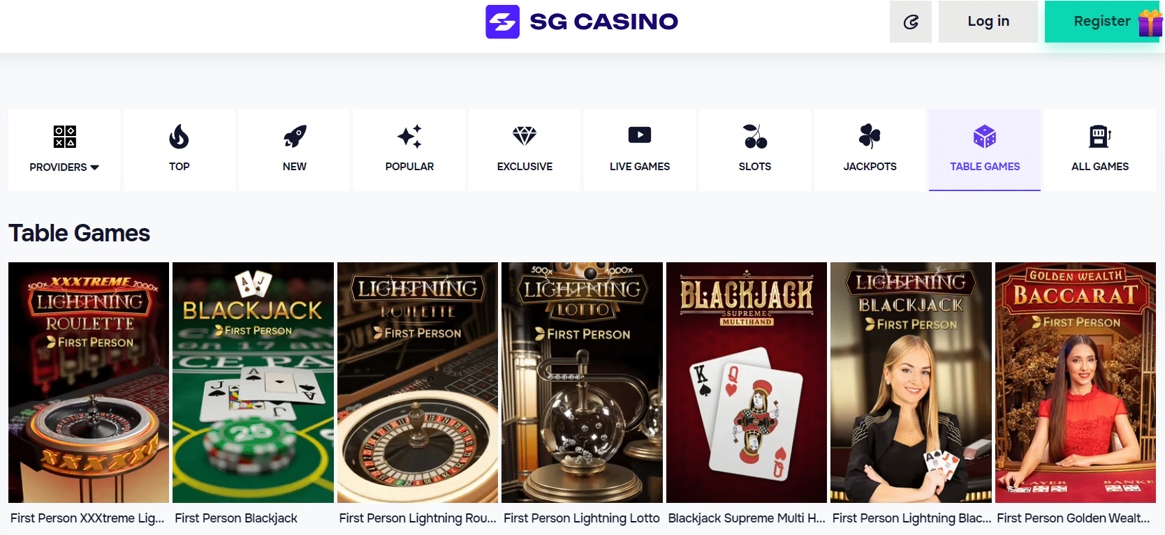 Stolní hry platformy Sg-casino