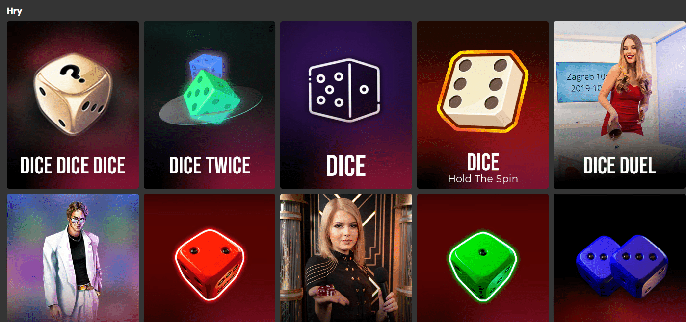 Nabídka her Dice na Lucky Block