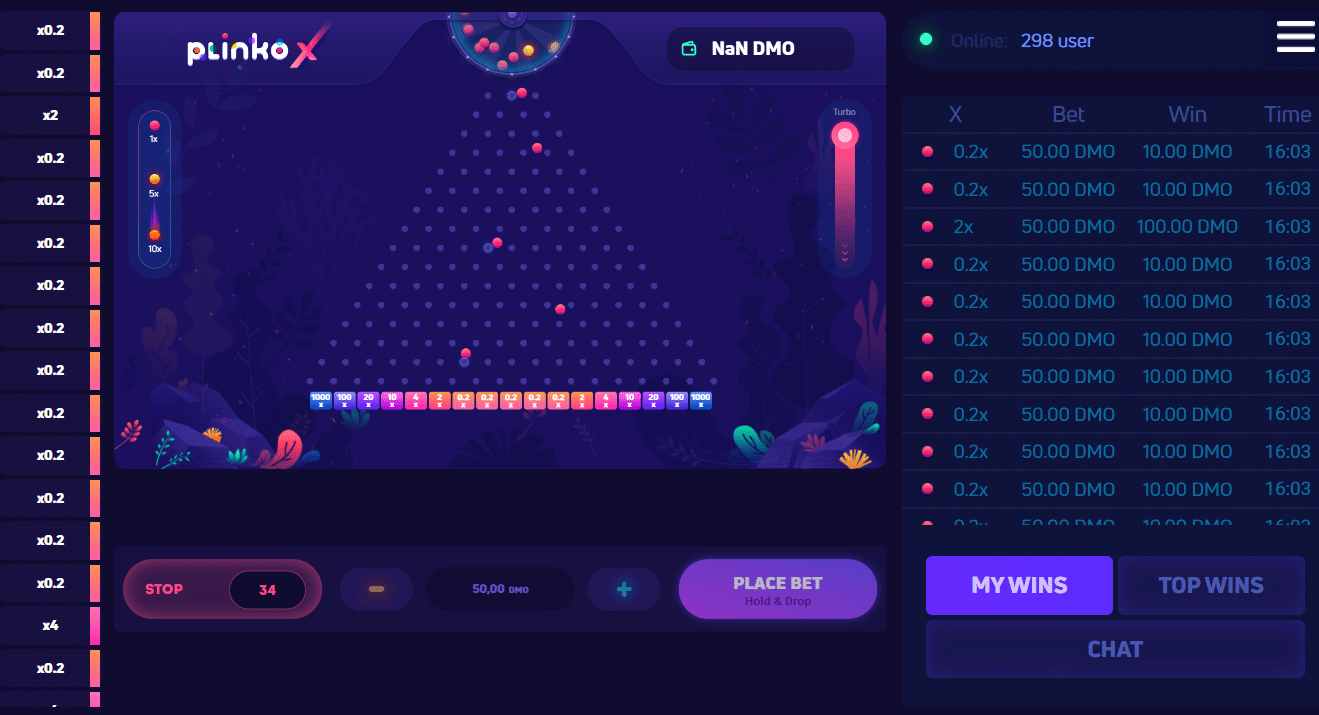 Hraní plinko casino na Lucky Block