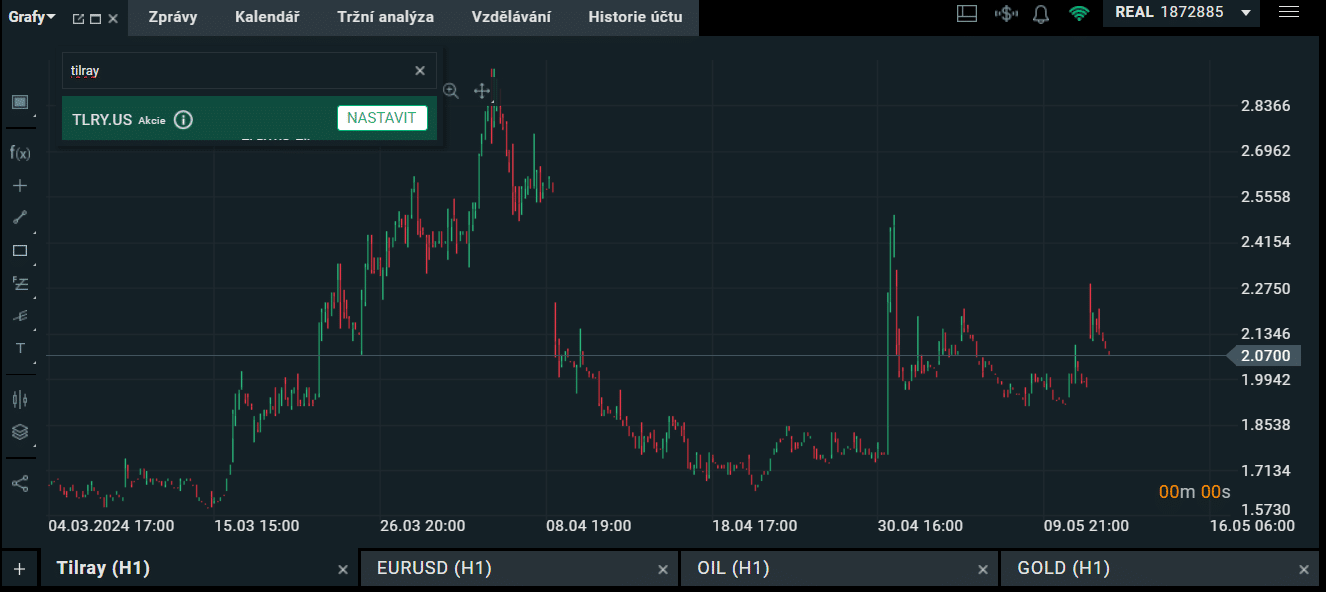 Nákup akcií Tilray na platformě XTB