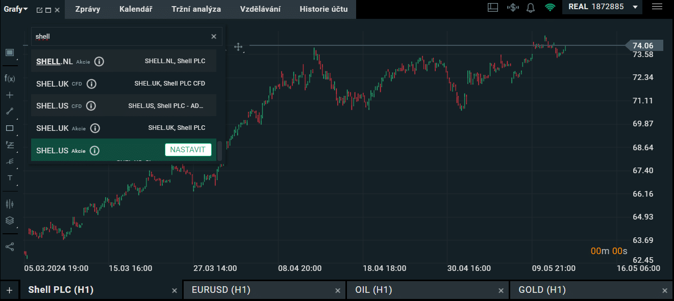 Nákup akcií ropné společnosti na XTB