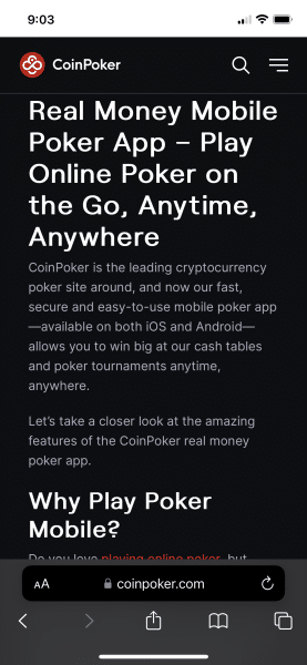 CoinPoker aplikace