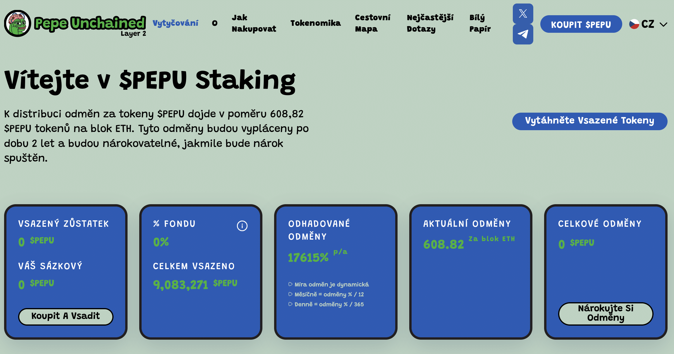 Staking projektu Pepe Unchained