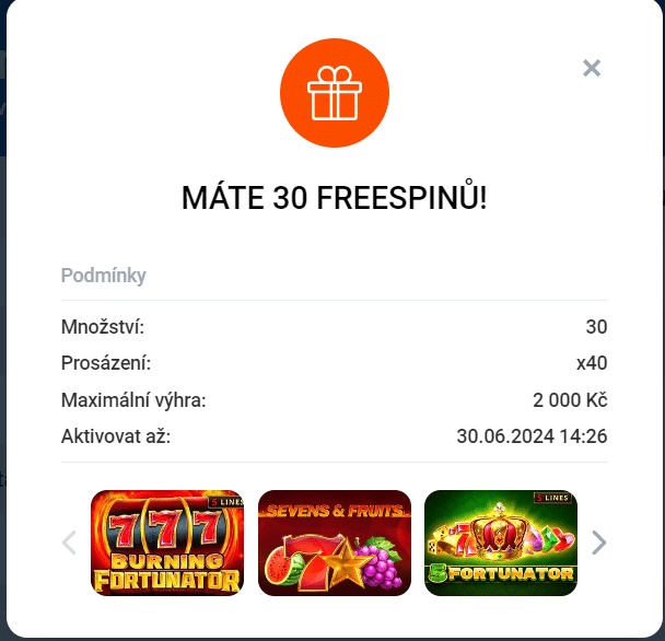 Získání 30 free spinů bez vkladu za registraci na Mostbet