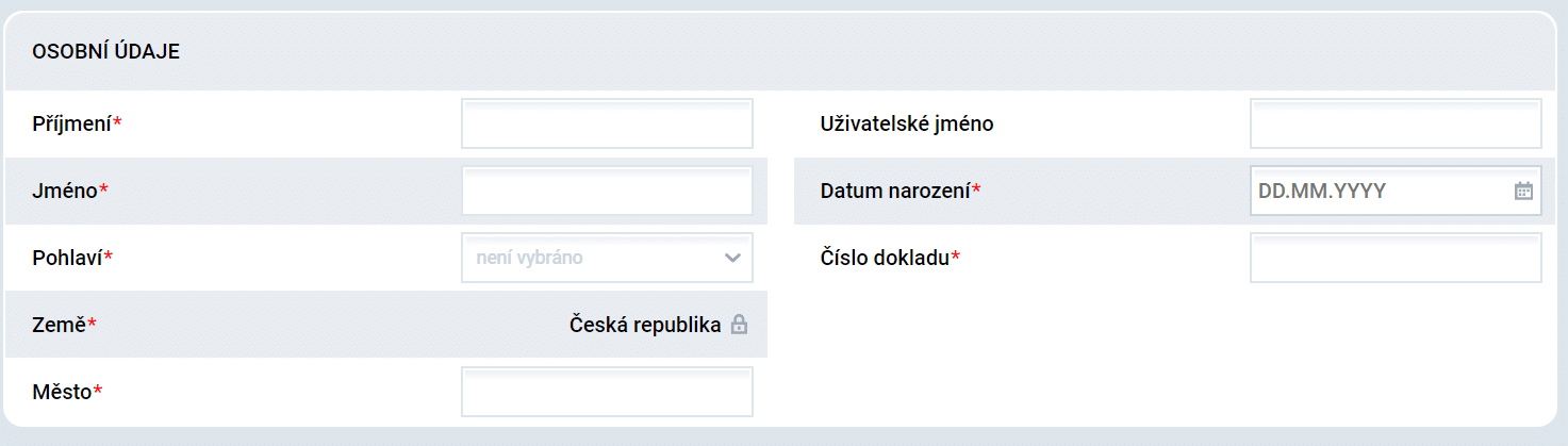 Doplnění osobních údajů na platformě Mostbet