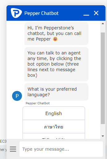 Pepperstone chatbot