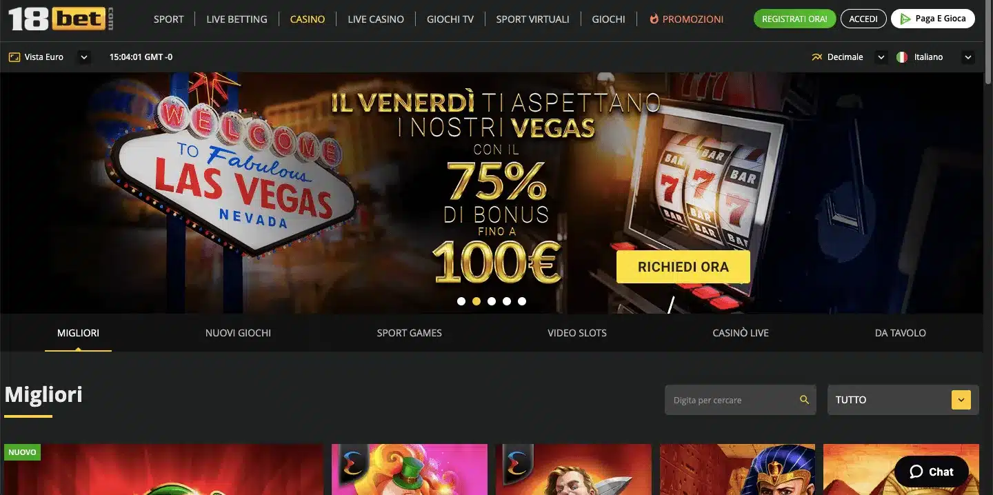 18Bet Vegas tématika a hry