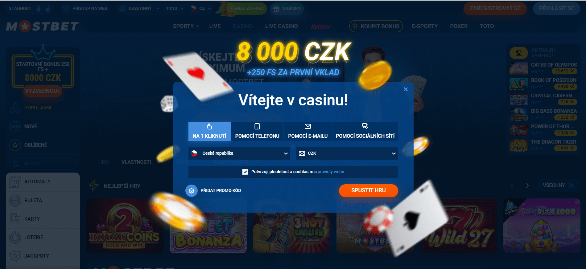 Mostbet, nové online casino a jeho bonusová nabídka