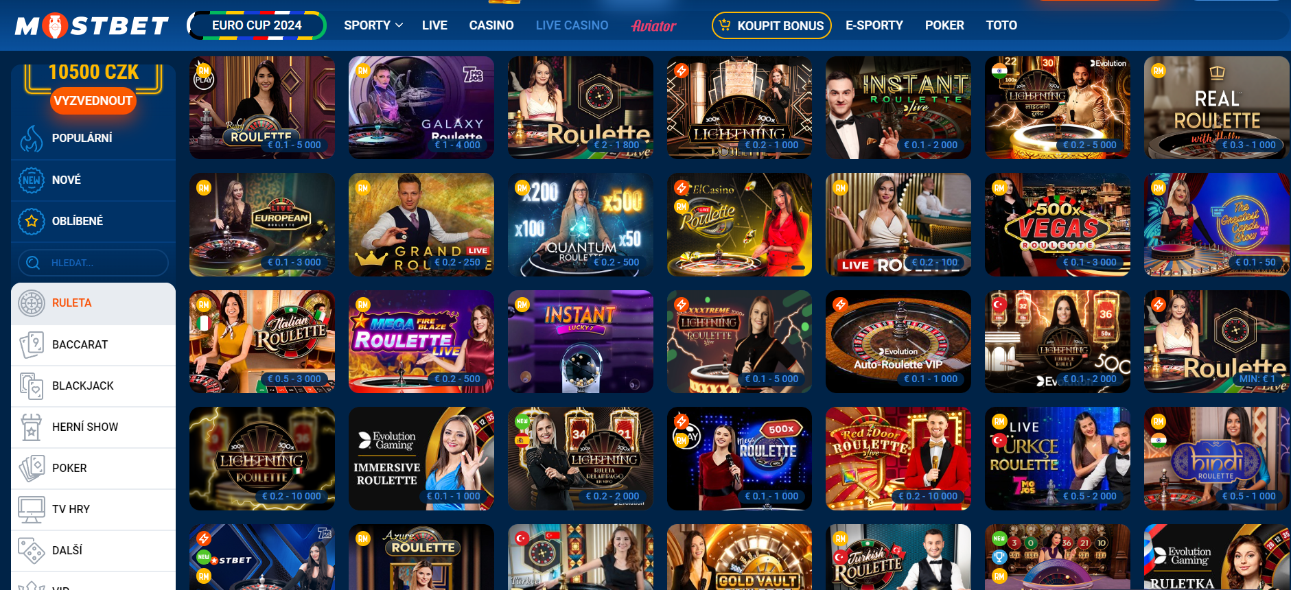 Mostbet ruleta online s živým krupiérem